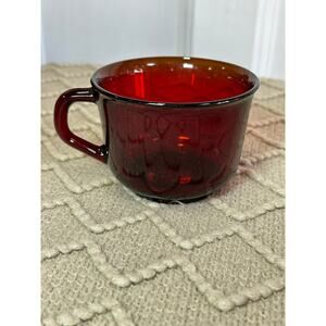 Vintage MCM Ruby Red Arcoroc Glass Classique Coffee Tea Punch Cup Mug France